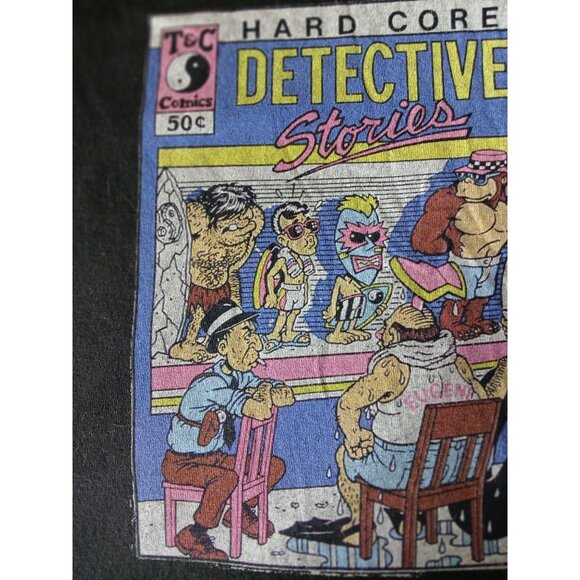 Vintage Alstyle Hard Core Detective Stories Graphic T Shirt Black Mens 2XL T C - Picture 11 of 16